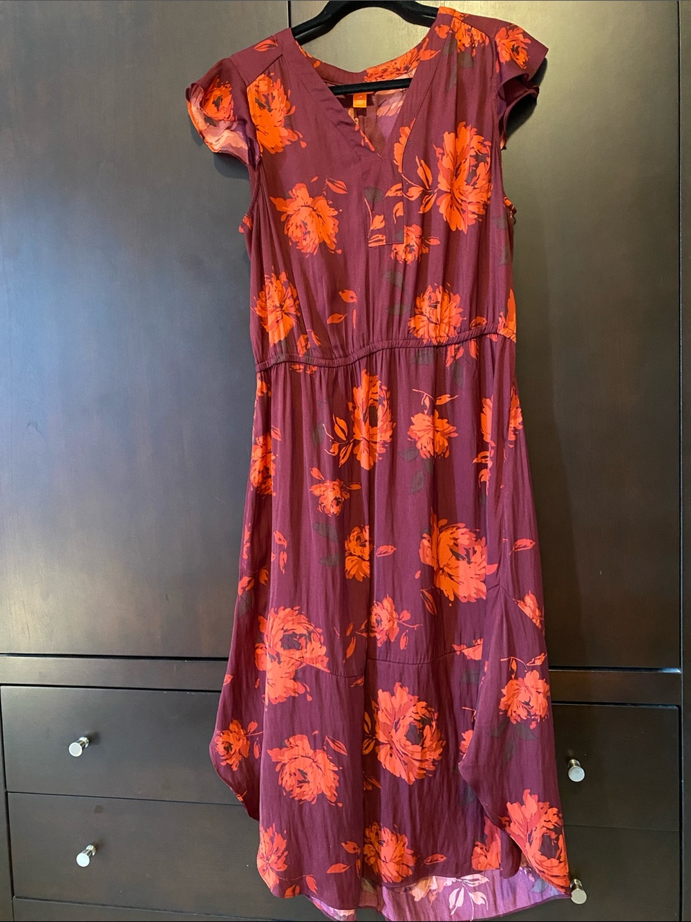 Long wine & red dress